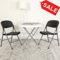 Flash Furniture 2-DAD-YCD-50-GG 2 Pk. HERCULES Series 330 lb. Capacity Black Plastic Folding Chair with Charcoal Frame
